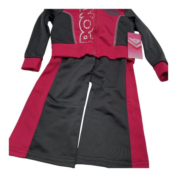 Pony Baby Girl 12M Sweatsuit Pink & Black Hoodie Pants Set Polyester Graphic - Picture 3 of 12